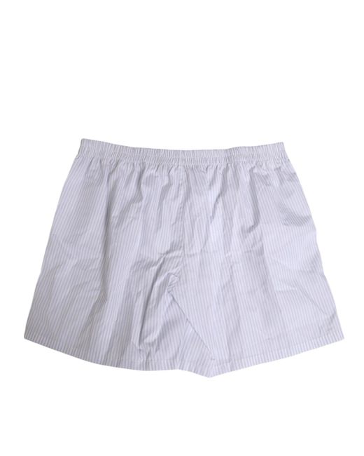 Dolce & Gabbana Purple White Blue Cotton Striped Button Fly Shorts Swimwear for men