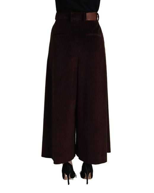 Dolce & Gabbana Black Chic Bordeaux High-Waisted Corduroy Pant