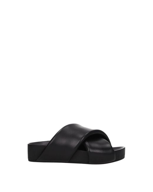 Jil Sander Black Platform Cross Strap Sandals