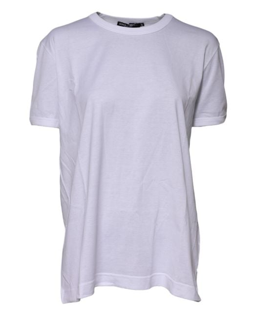Dolce & Gabbana Purple White Cotton Goodluck 2022 Crew Neck T