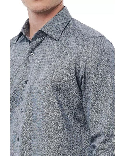 Bagutta Blue Sleek Italian Collar Cotton Shirt for men