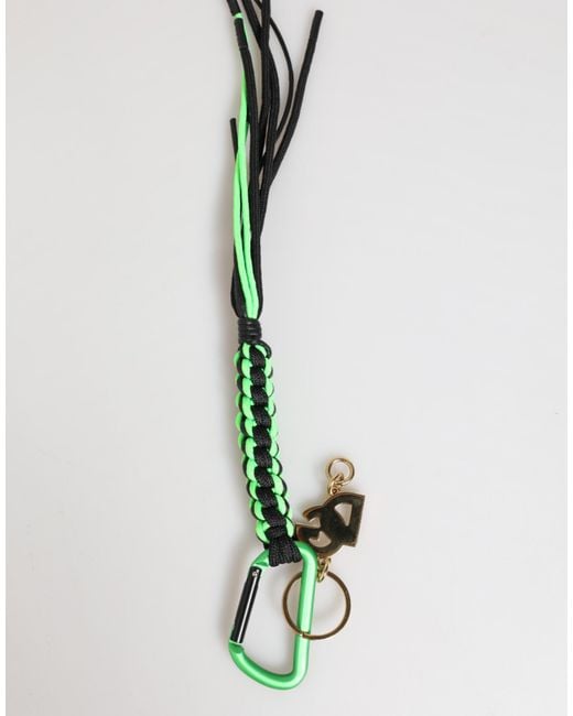 Dolce & Gabbana White Polyester Tape String Dg Logo Keychain Keyring for men