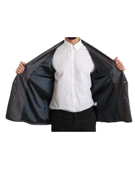 Dolce & Gabbana Black Red Silk Crystal Jacket Coat Blazer for men