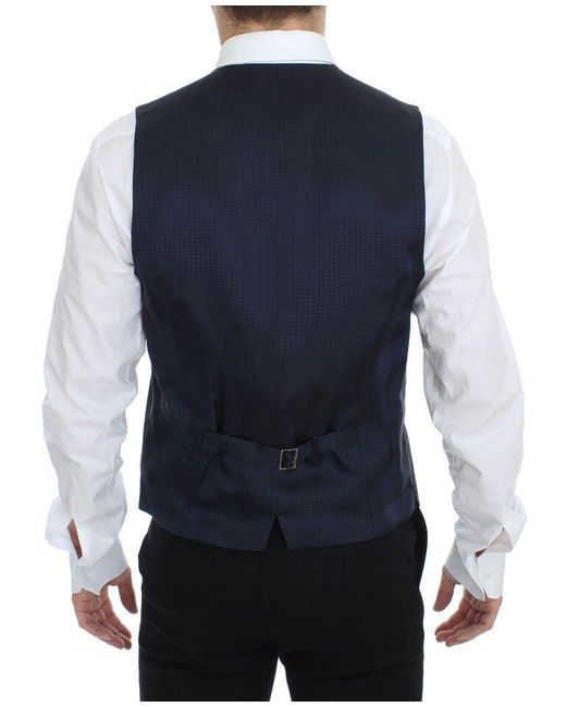 Dolce & Gabbana Blue Dolce Gabbana Gray Stretch Formal Dress Vest Gilet for men
