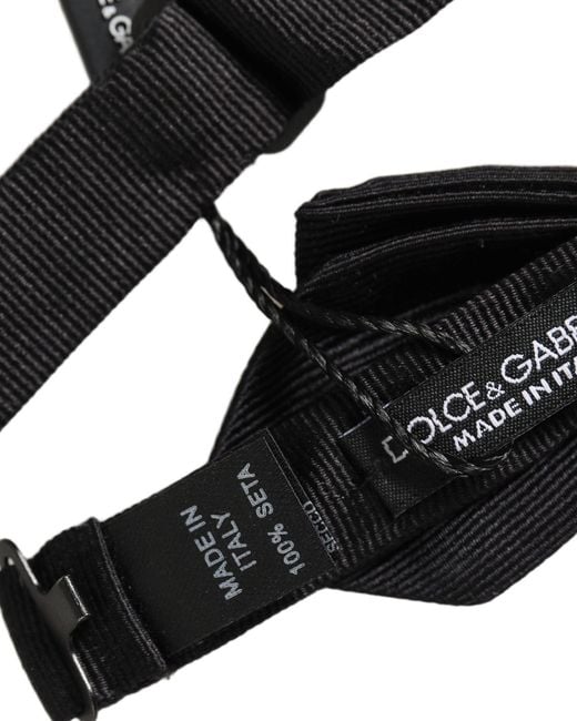 Dolce & Gabbana Men Black 100% Silk Adjustable Neck Papillon Bow Tie for men
