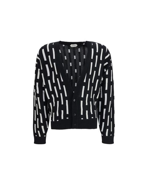 Versace Black Multicolor Wool Oves Aries Cardigan for men