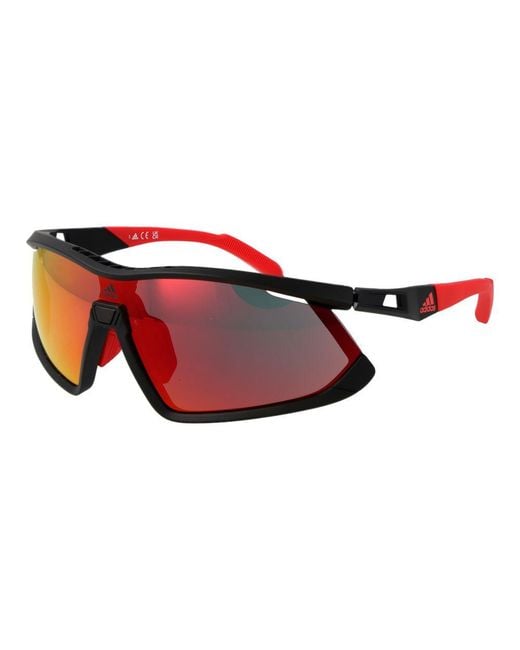 Adidas Red Black Plastic Sunglasses