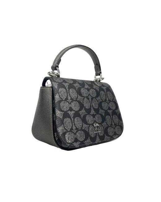 COACH Black Lysa Top Handle Bag Crossbody Gun Metal