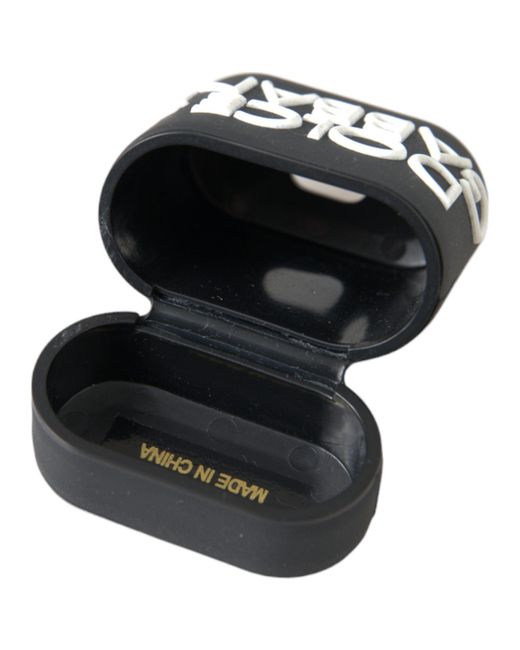Dolce & Gabbana Black Silicone Embossed Logo Airpods Case
