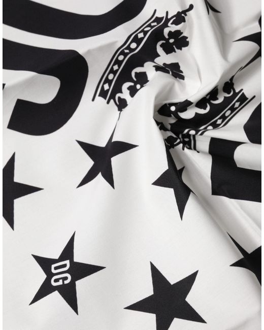 Dolce & Gabbana Black Dg Crown Print Square Foulard 52Cm X 50.5Cm Scarf for men