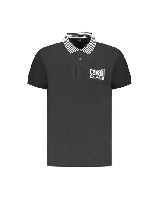 Roberto Cavalli Black Cotton Polo Shirt for men