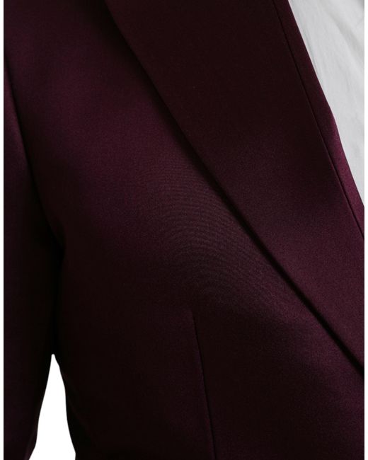 Dolce & Gabbana Purple Silk Single Breasted Coat Blazer for men