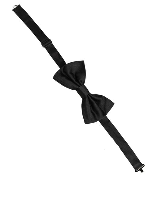 Dolce & Gabbana Men Black 100% Silk Adjustable Neck Papillon Bow Tie for men