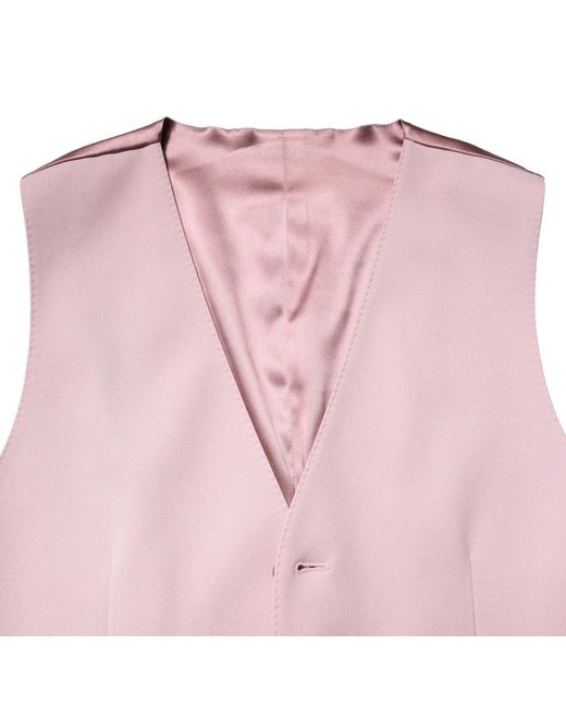 Dolce & Gabbana Pink Wool Dress Formal Men Waistcoat Vest for men