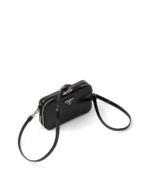 Prada Black Small Brique Brushed Crossbody Bag for men