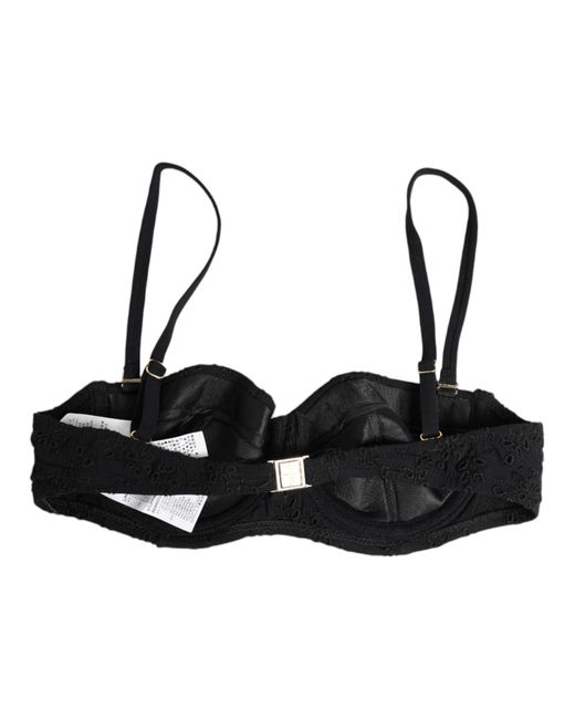 Dolce & Gabbana Black Polyester Embroidered Underwire Bra Underwear