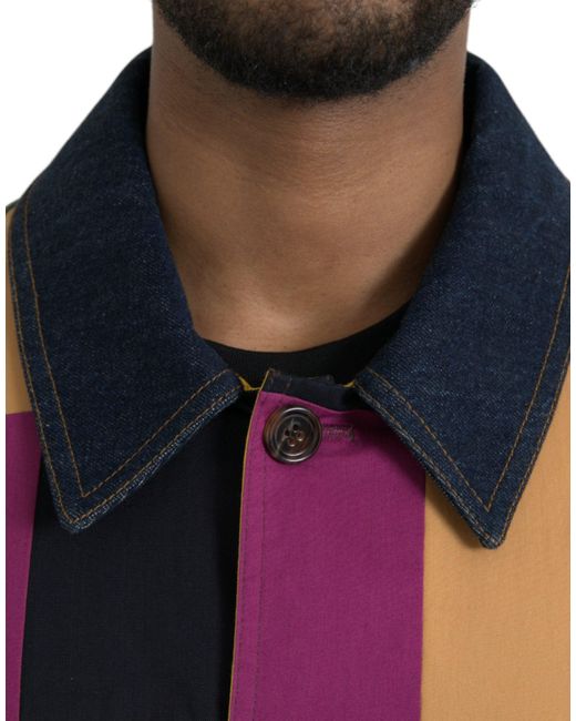 Dolce & Gabbana Black Patchwork Cotton Collared Jacket for men