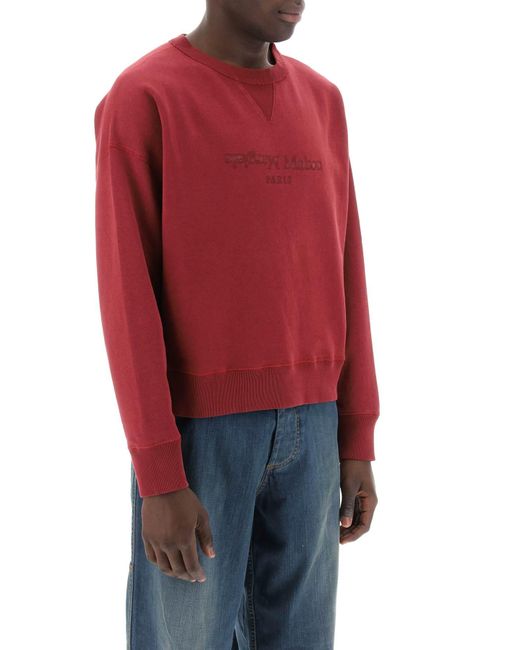 Maison Margiela Red Reverse Logo Sweatshirt With Hood for men