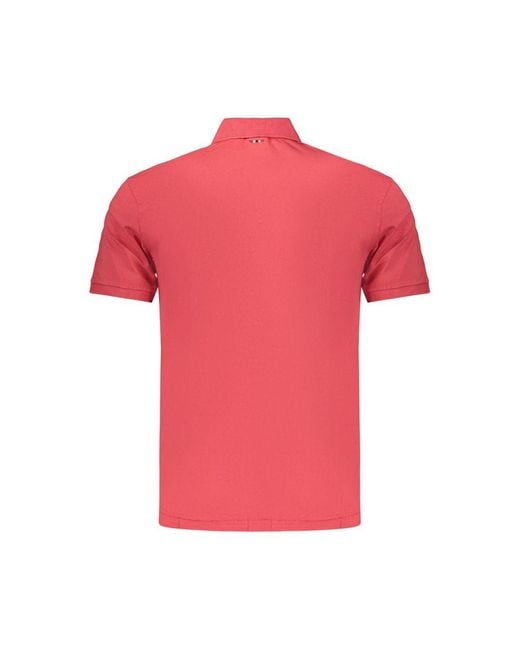 Napapijri Pink Rosso Cotton Men's Polo for men