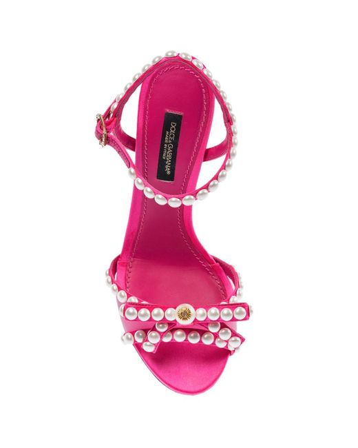 Dolce & Gabbana Pink Elegant Fuchsia Sandals With Pearl Details