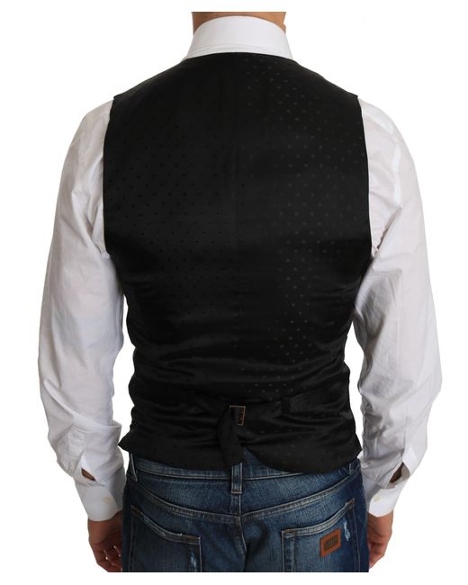 Dolce & Gabbana Black Sleek Wool Blend Formal Vest for men