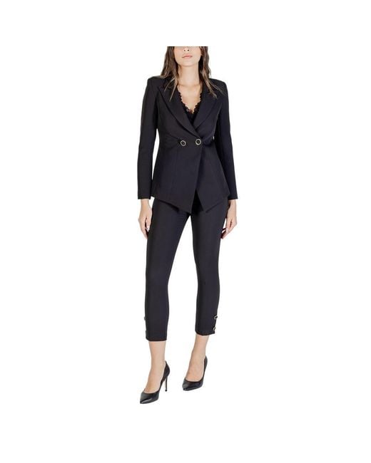 Rinascimento Blue Black Polyester Casual Pants