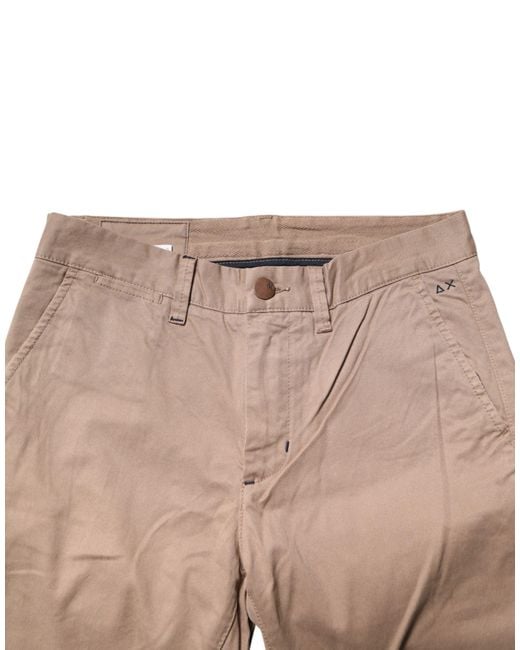 Sun 68 Natural Beige Cotton Mid Waist Straight Men Chino Trouser Pants for men