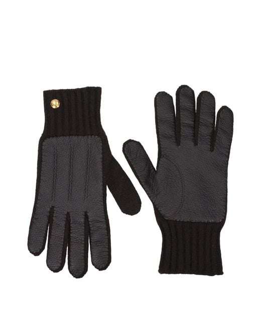 Tom Ford Black Brown Leather Gloves for men