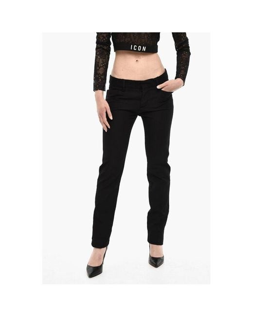 DSquared² Black Virgin Wool Pants With Lace Details