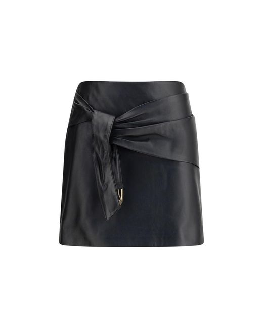 Versace Black Lambskin Miniskirt