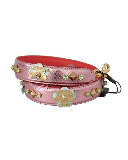 Dolce & Gabbana Red Elegant Metallic Leather Shoulder Strap