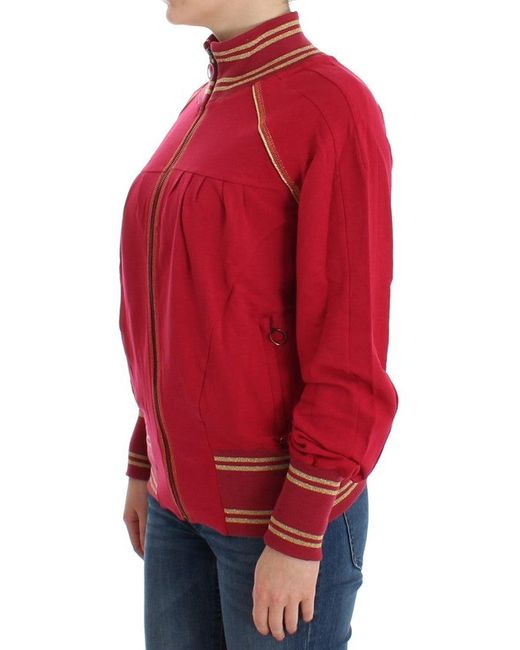 John Galliano Red Pink Mock Zip Cardigan Sweatshirt Sweater