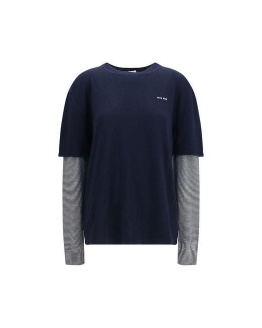 Miu Miu Blue Wool Oves Aries Sweatshirt