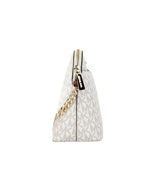 Michael Kors White 's Back Slip Pocket Signature Canvas Crossbody Bag