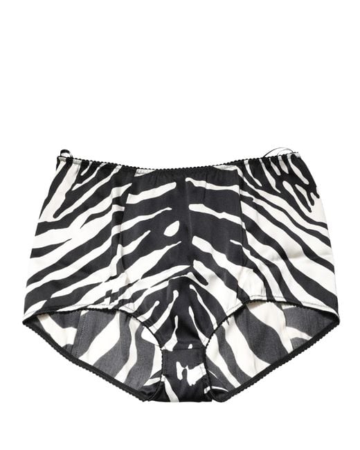Dolce & Gabbana Black White Zebra High Waist Girdle Panty Underwear