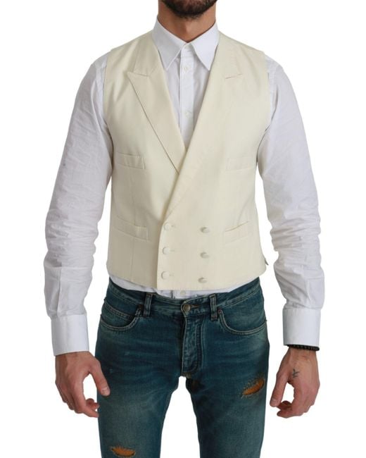Dolce & Gabbana Blue Waistcoat Formal Wool Vest for men