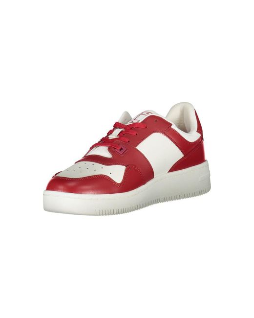 Tommy Hilfiger Red Chic Contrast Lace-Up Sneakers for men