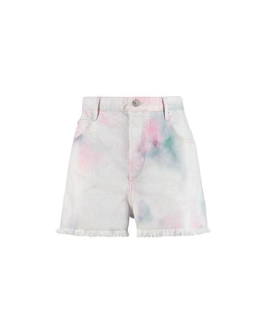 Isabel Marant White Multicolor Denim Shorts