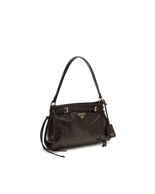 Prada Black Brown Calf Leather Bos Taurus Handbag