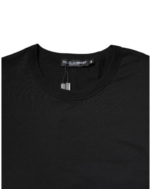 Dolce & Gabbana Black Cotton Short Sleeves Round Neck T for men