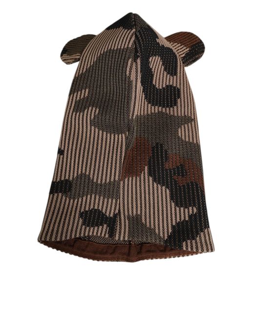Dolce & Gabbana Brown Camouflage Balaclava Mask Cap Hat for men