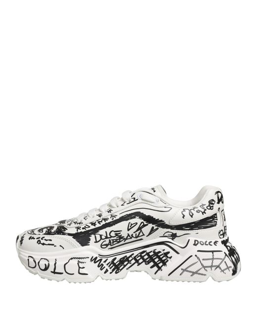 Dolce & Gabbana White Daymaster Graffiti Low Top Sneakers Shoes
