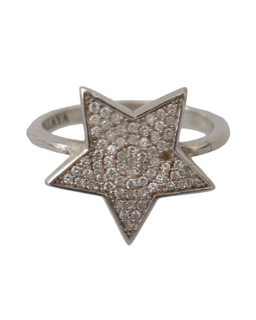 Nialaya Gray Clear Cz Star 925 Ring Silver Ny102