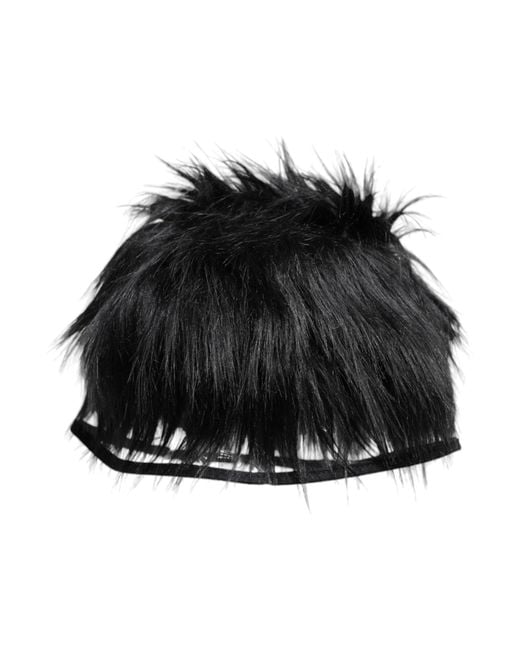 Dolce & Gabbana Black Faux Fur Bucket Hat for men