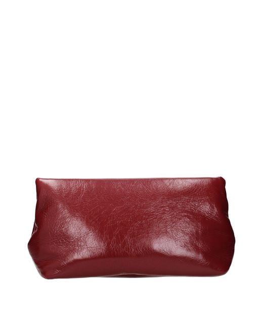 Jil Sander Red Leather Clutch Bag