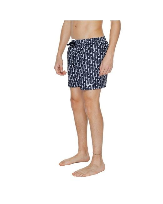 Nike Blue Black Polyester Swim Shorts for men