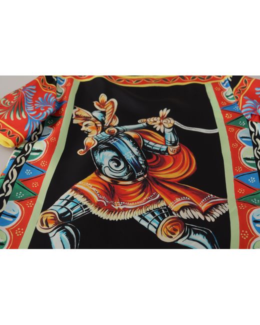 Dolce & Gabbana Multicolor Soldier Carretto Silk Top T-Shirt