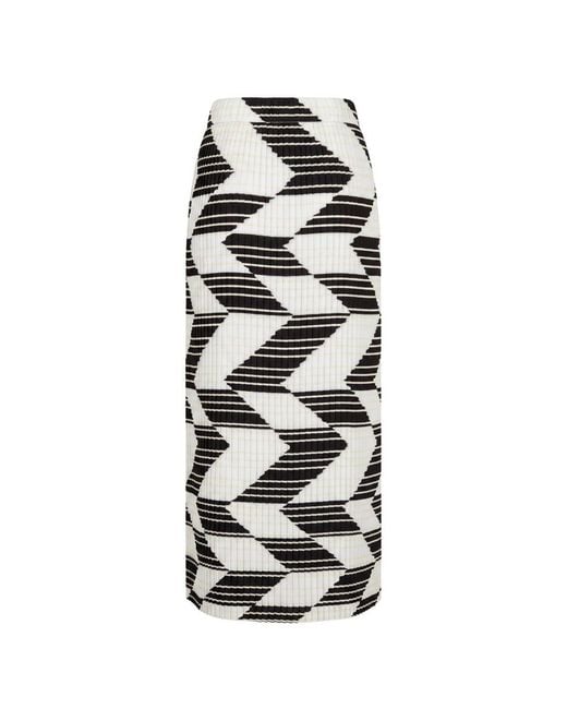 Trussardi Black White Polyester Skirt