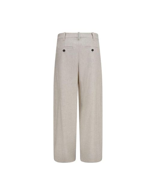 Brunello Cucinelli Gray Beige Wool Oves Aries Dress Pants