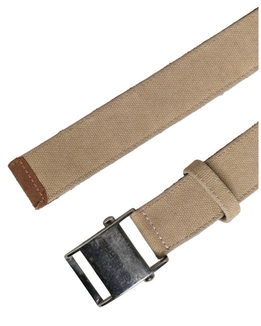 Gianfranco Ferré Brown Men Beige Canvas Silver Metal Buckle Cintura Belt for men